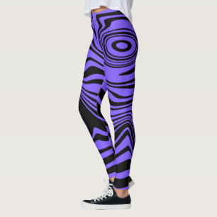 Art Wavy Striped Black Purple Leggings Vos couleur