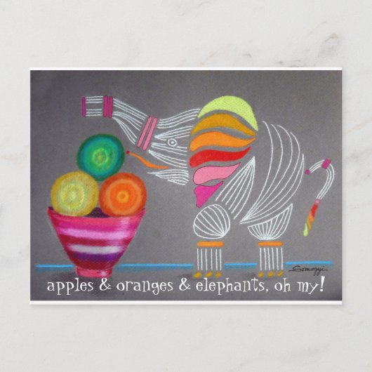 Art Whimsical Rainbow Elephant sur carte postale (Devant)
