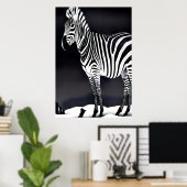 Art Zèbre noir et blanc cool | AI Art Poster (Bureau à domicile)