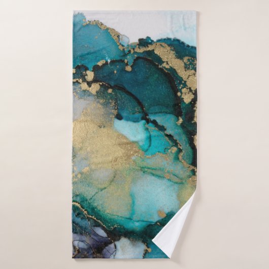 Artabstracte turquoise d'alcool d'alcool noir, art (Serviette de bain)