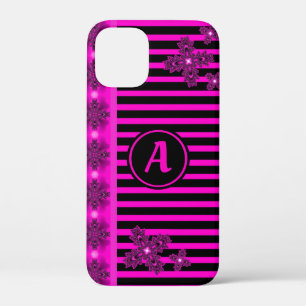 Artdeco Flowers in Retro Style with monogram iPhone 12 Mini Hoesje