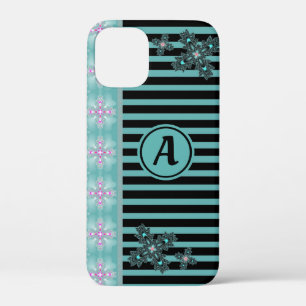 Artdeco Flowers in Retro Style with monogram iPhone 12 Mini Hoesje