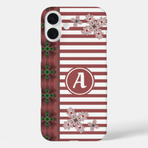 Artdeco Flowers in Retro Style with monogram iPhone 16 Plus Hoesje