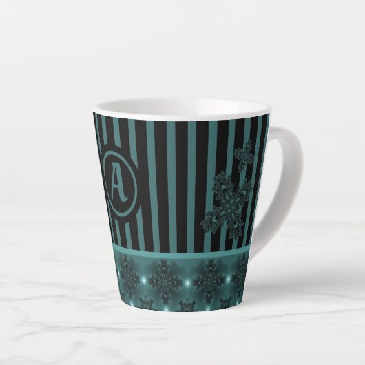 Artdeco Flowers in Retro Style with monogram Latte Mok (Rechterhoek)