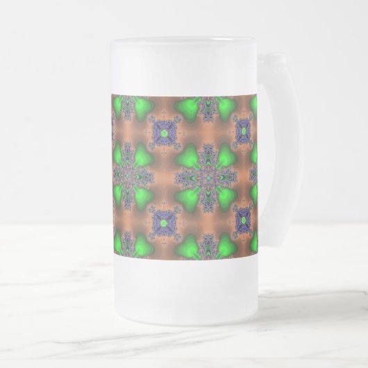 Artdeco Flowers in Retrostijl Matglas Bierpul (Voorkant rechts)