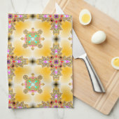 Artdeco Flowers in Retrostijl Theedoek (Quarter Fold)