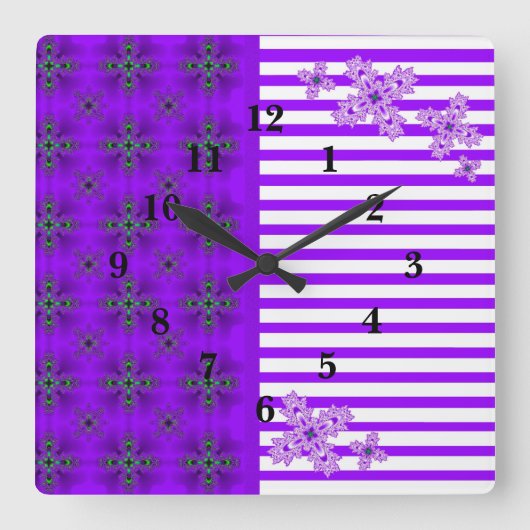 Artdeco Flowers in Retrostijl Vierkante Klok (Voorkant)