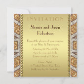 ArtDeco Sun Gouden Glitter Uitnodiging Eetfeestje (Achterkant)