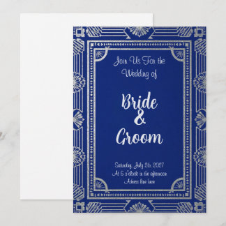 ArtDeco uitnodiging in Gatsby stijl–Marineblauw &