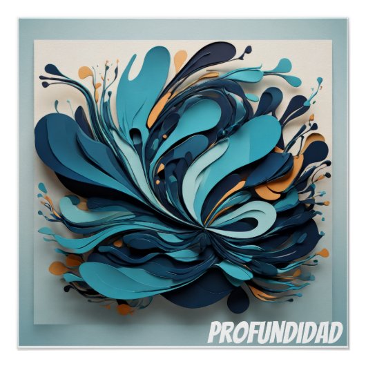 Arte Abstracto Marino Profundidad Azul Perfect Poster (Voorkant)