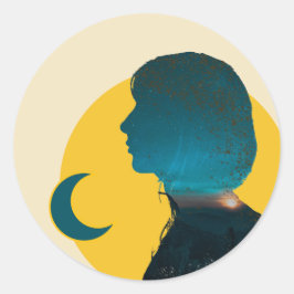 Arte Azul Escura Clássica Contemplativa e Criativa Ronde Sticker