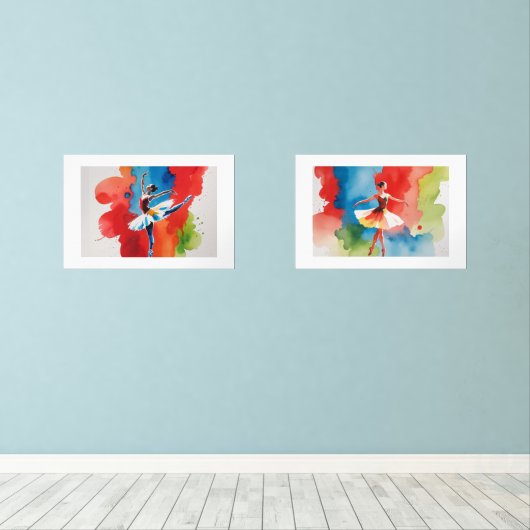 Arte en Acuarela de Danza y Elegancia Muurkunst Sets (Houten vloer)