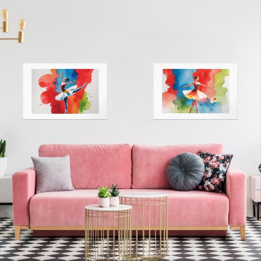 Arte en Acuarela de Danza y Elegancia Muurkunst Sets (Woonkamer)