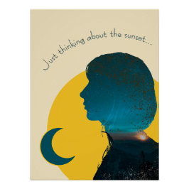 Arte "Just thinking" about com Figura Feminina Perfect Poster