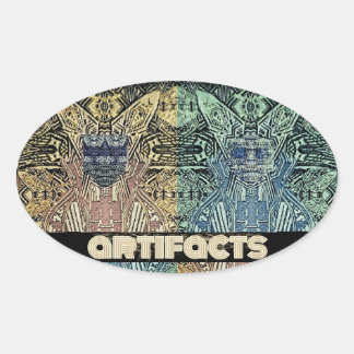 Artefacten 4 vliegenkoppen 3 'ovaal' ovale sticker