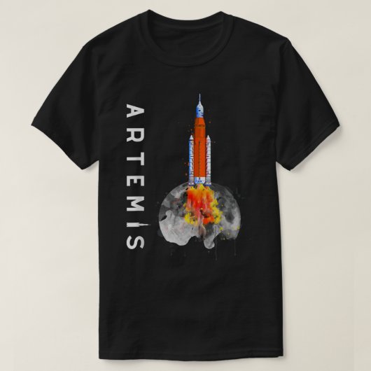 Artemis 1 SLS de lancering Missie aan de maan en T-shirt (Design voorkant)