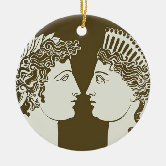 Artemis en Apollo Keramisch Ornament (Voorkant)