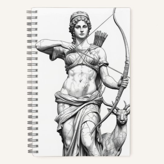 Artemis Goddess Mythology Line Art Notebook Notitieboek (Voorkant)