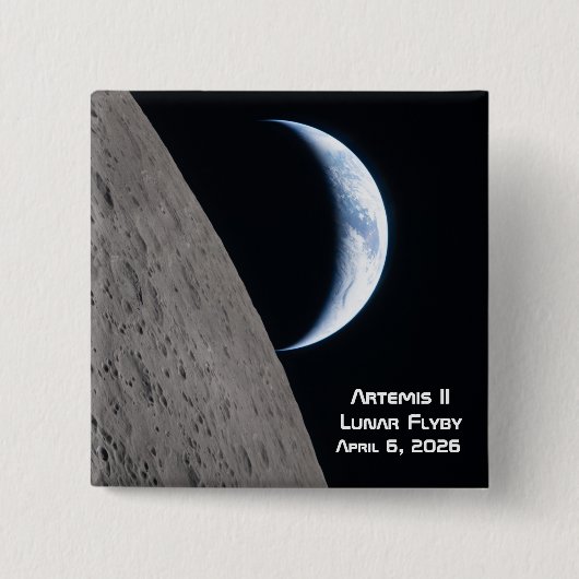 Artemis II Lunar Flyby Vierkante Button 5,1 Cm (Voorkant)