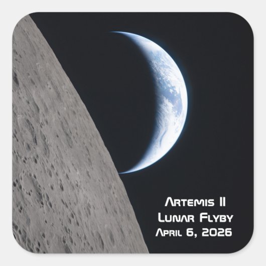 Artemis II Lunar Flyby Vierkante Sticker (Voorkant)