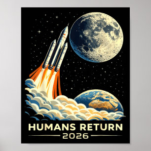 Artemis ii maanmissie 2026 mensen keren terug retr poster