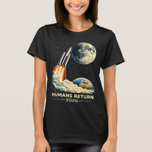 Artemis ii maanmissie 2026 mensen keren terug retr t-shirt
