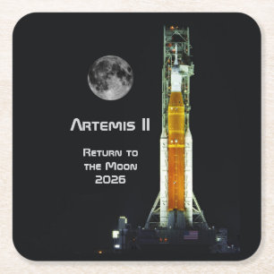 Artemis II-maanmissie Vierkante Kartonnen Onderzetter