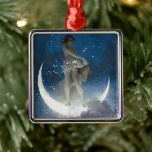 Artemis Moon Goddess Scattering Night Stars Metalen Ornament