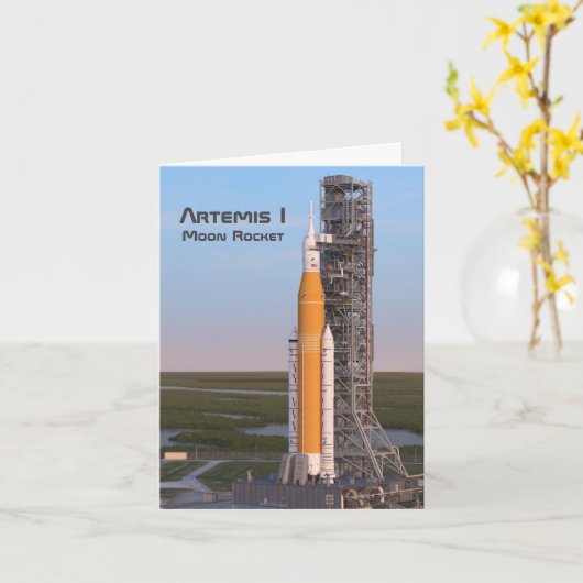 Artemis One Moon Rocket op pad Kaart (Gele Bloem)