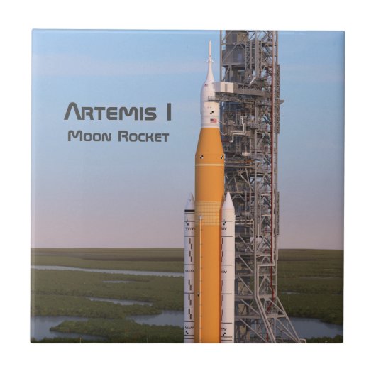 Artemis One Moon Rocket op pad Tegeltje (Voorkant)