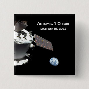 Artemis Orion Spacecraft Blue Marmer Vierkante Button 5,1 Cm