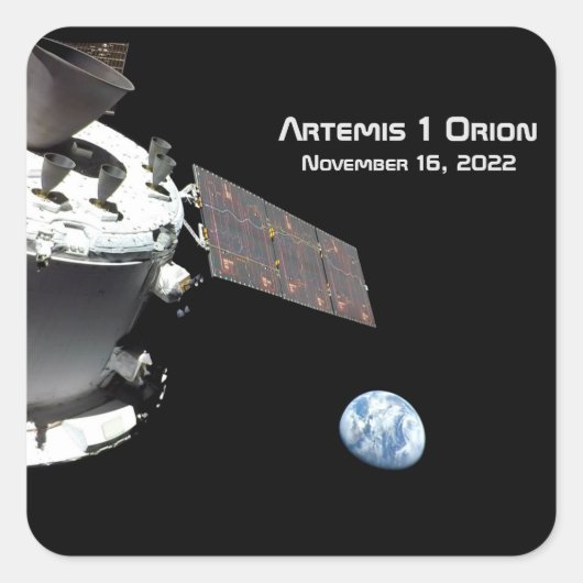 Artemis Orion Spacecraft Blue Marmer Vierkante Sticker (Voorkant)