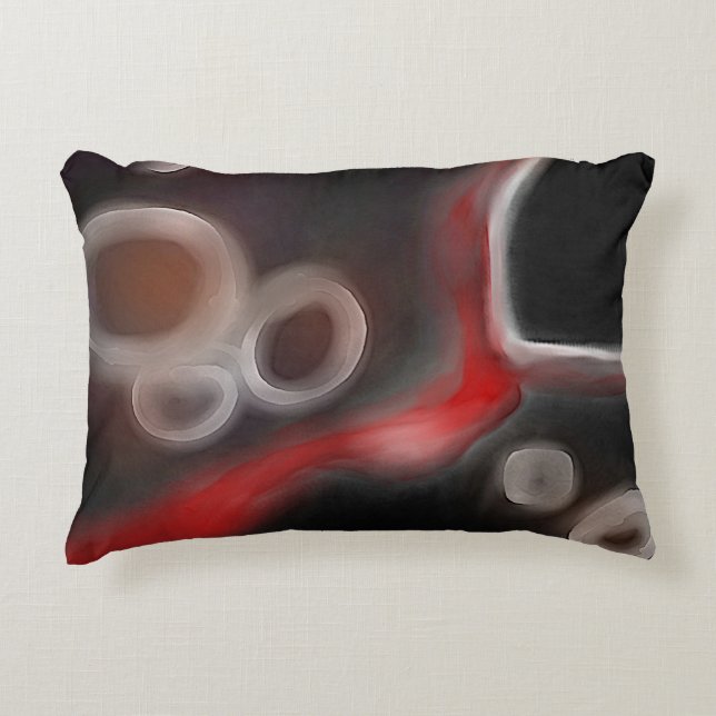 Arterieel Motief: Abstract Zwart, Wit & Rood Accent Kussen (Voorkant)