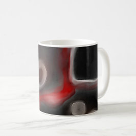 Arterieel Motief: Abstract Zwart, Wit & Rood Koffiemok