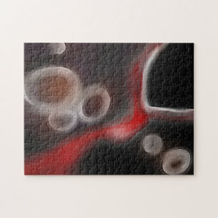 Arterieel Motief: Abstract Zwart, Wit & Rood Legpuzzel