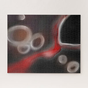 Arterieel Motief: Abstract Zwart, Wit & Rood Legpuzzel