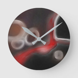 Arterieel Motief: Abstract Zwart, Wit & Rood Ronde Klok