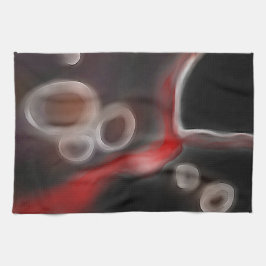 Arterieel Motief: Abstract Zwart, Wit & Rood Theedoek