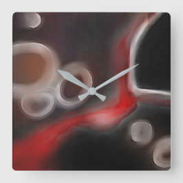 Arterieel Motief: Abstract Zwart, Wit & Rood Vierkante Klok