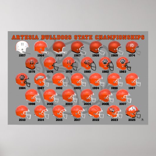 Artesia Bulldogs State Champs Helmet Poster (Devant)
