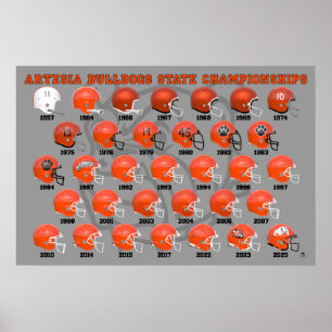 Artesia Bulldogs State Kampioenen Helmet Poster