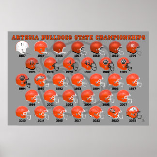 Artesia Bulldogs State Kampioenen Helmet Poster