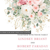 Artful Blush Rose Gold Botanical Wedding Invite Kaart