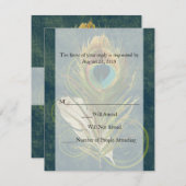 Artful Detail Peacock Feather Bruiloft RSVP (Voorkant / Achterkant)