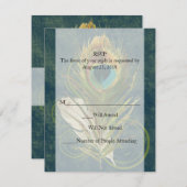 Artful Detail Peacock Feather Bruiloft RSVP (Voorkant / Achterkant)