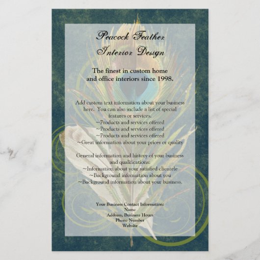 Artful Detail Peacock Feather Program Flyer (Voorkant)