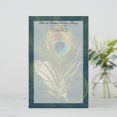Artful Detail Peacock Feather Stationery Briefpapier (Staand voorkant)