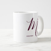 Artfull Monogrammed Burgundy Letter M White Extra Grote Beker (Voorkant rechts)