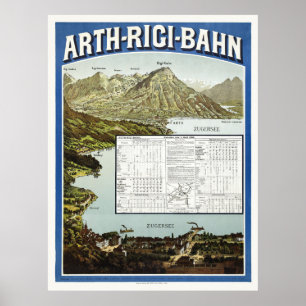 Arth Rigi Bahn Swiss Vintage Poster 1892