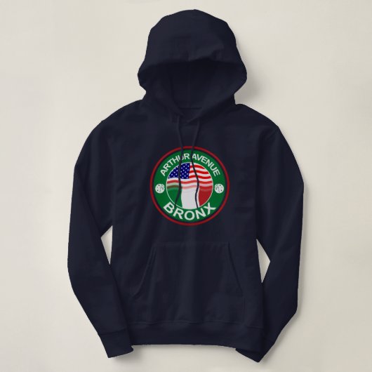 Arthur Ave Bronx American Hoodie (Design voorkant)